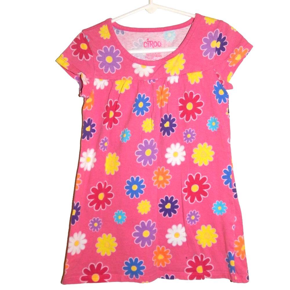 Circo Girls Small 6‑6X Pink Multicolor Floral Flowy Short Sleeve T‑Shirt